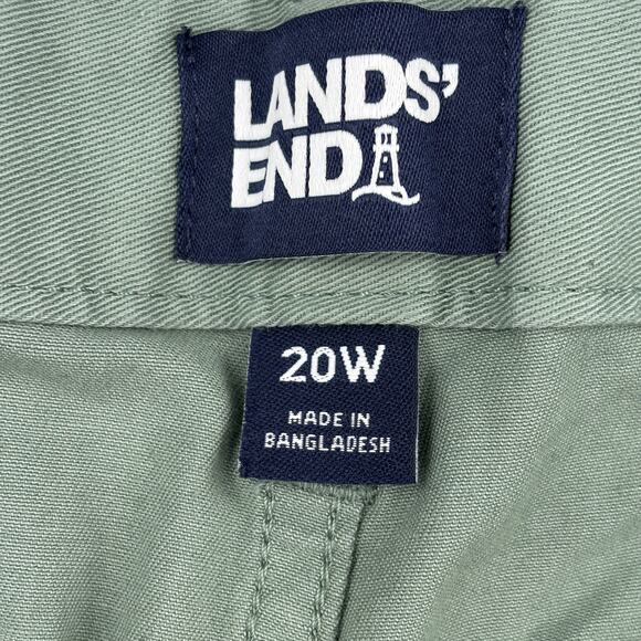 Lands End Pants Size 20W Green High Rise Utility Straight Pockets Cotton Stretch - Picture 4 of 13